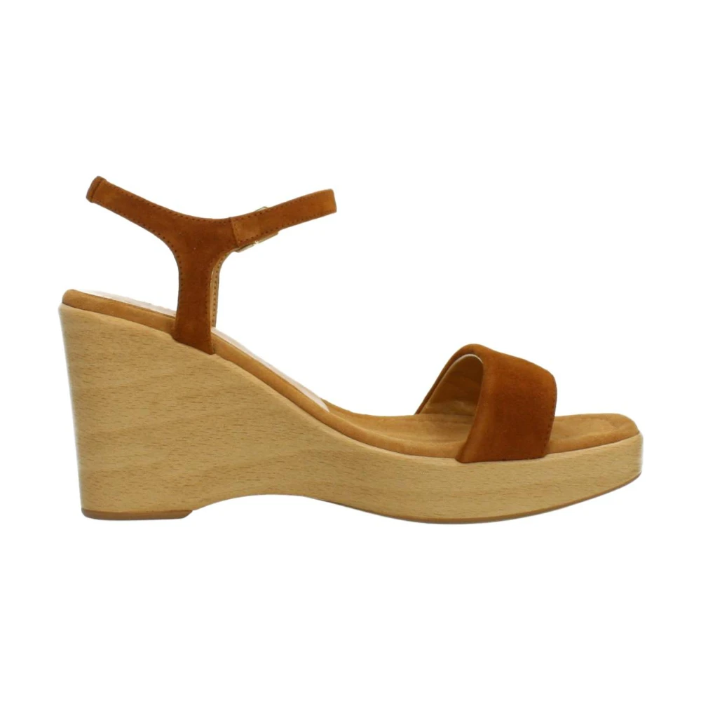 Unisa Wedges High Heel Sandals Brown Green Dames