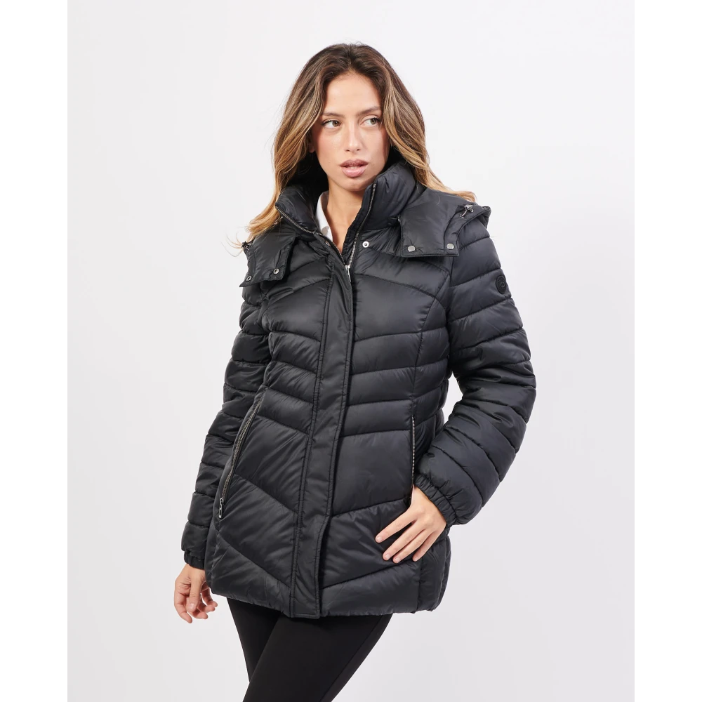 Gerry Weber Gewatteerde capuchonjas zwart Black Dames