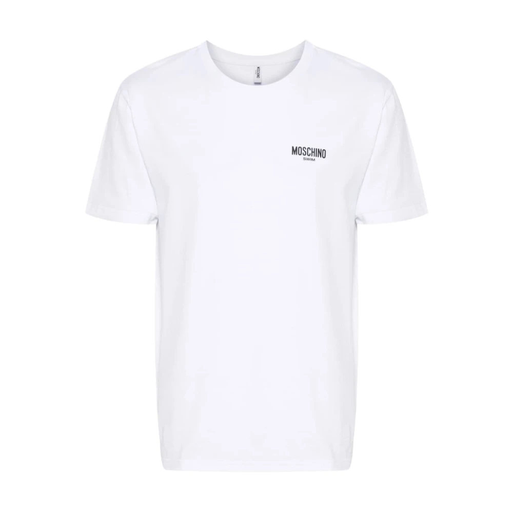 Moschino Logo Print Crew Neck T-shirts en Polos White Heren