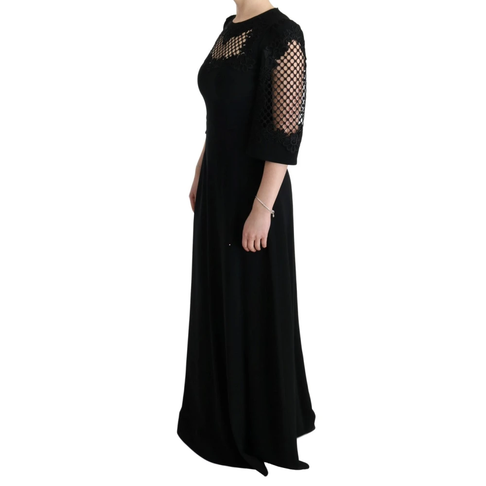 Dolce & Gabbana Zwart Bloemen Maxi Jurk Black Dames