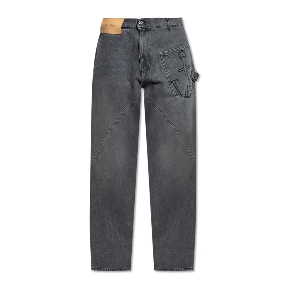 Jw Anderson Men's Gray Jeans With Embroidered Logo