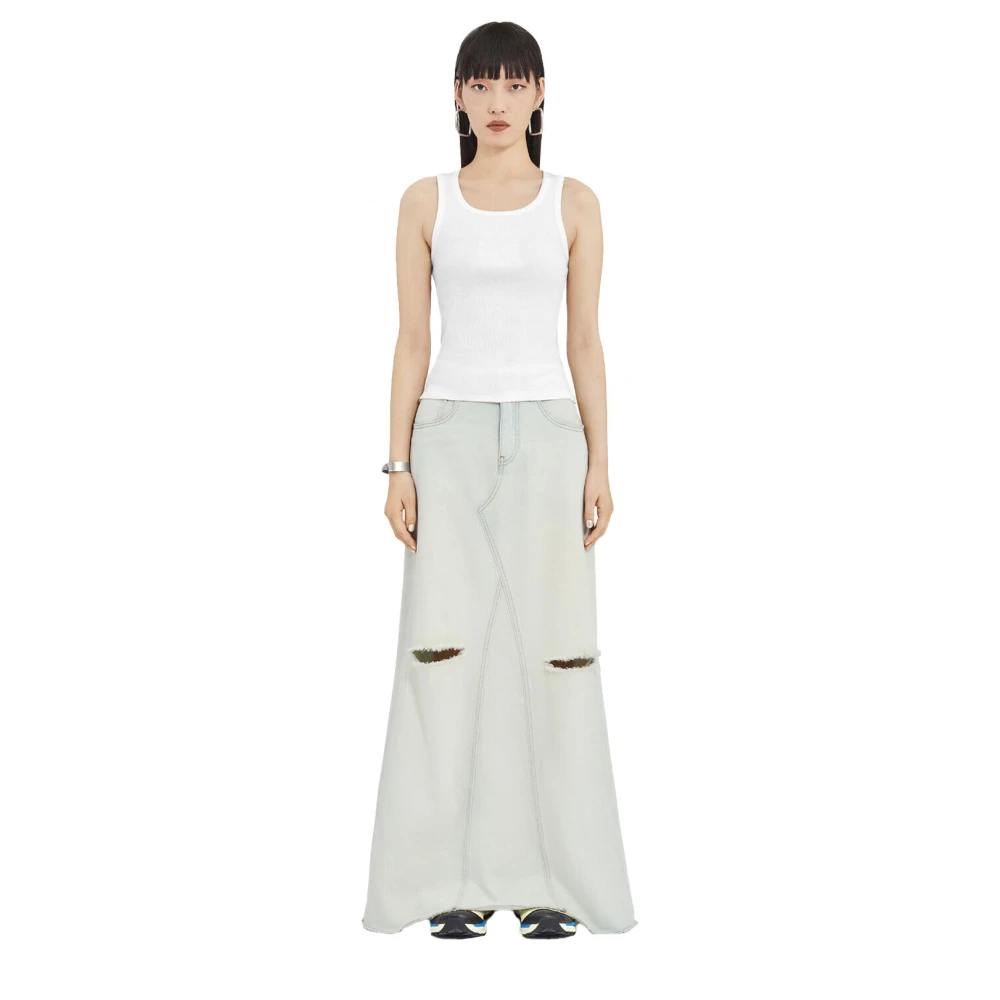 MM6 Maison Margiela Ribbed-Knit Tank Top White Dames