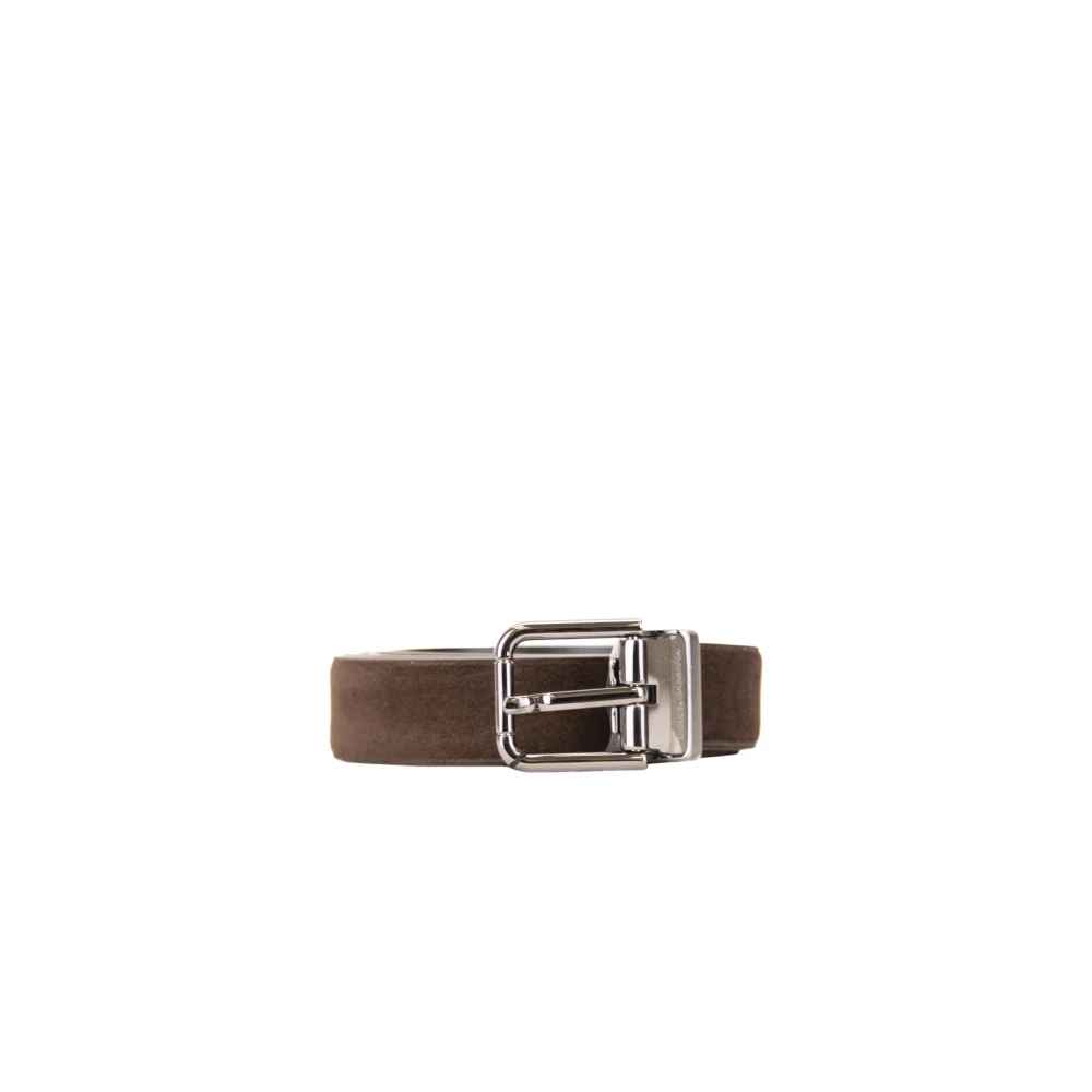 Dolce & Gabbana Men's Brown Suede Leather Belt