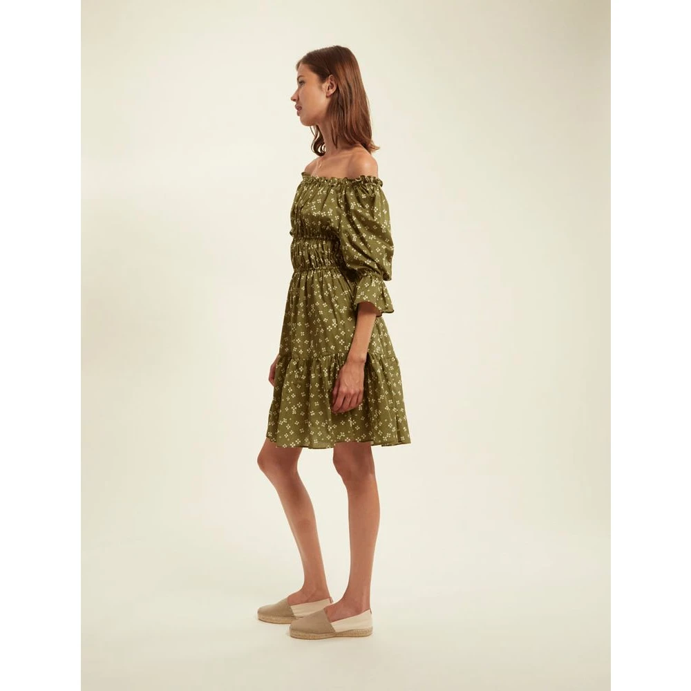 Ines De La Fressange Paris Lucky Khaki Gerimpelde Jurk Green Dames