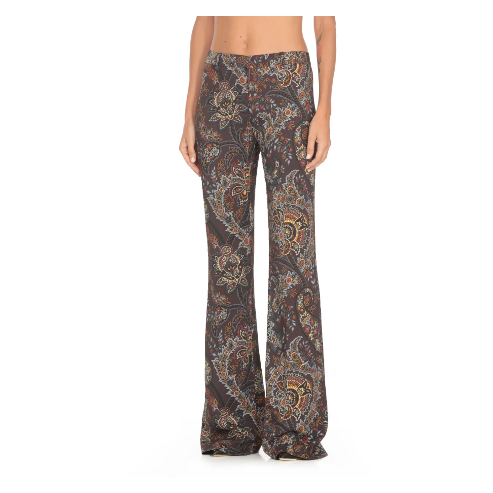 ETRO Zwarte Bloemen Paisley Patroon Broek Black Dames