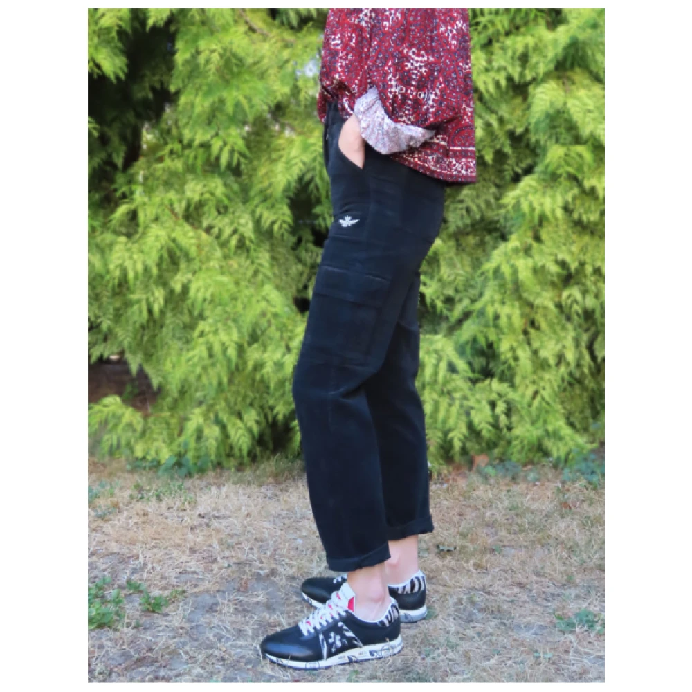 aeronautica militare Cargo Velours Broek Zwart Black Dames