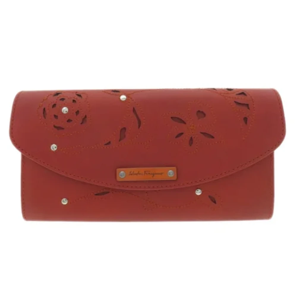 Salvatore Ferragamo Pre-owned Leather wallets Red Dames