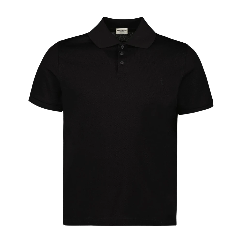 Saint Laurent Klassieke Polo Shirt met Logo Borduursel Black Heren