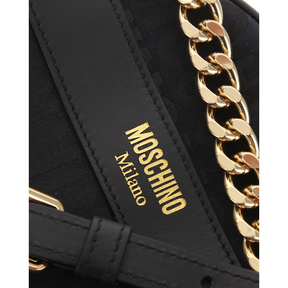 Moschino Ronde Logo Schoudertas Black Dames