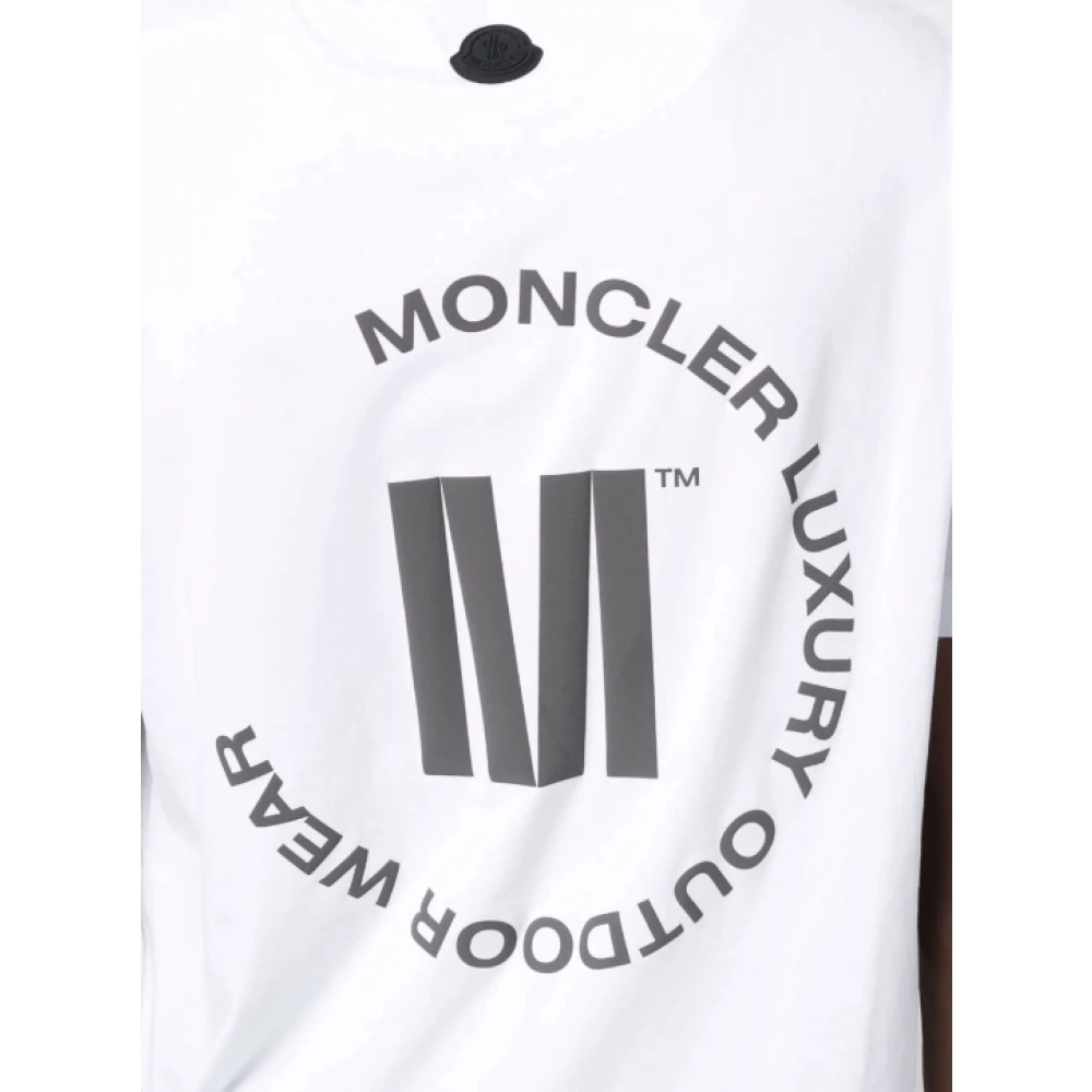 Moncler Wit Logo Print Achterkant T-shirt White Heren