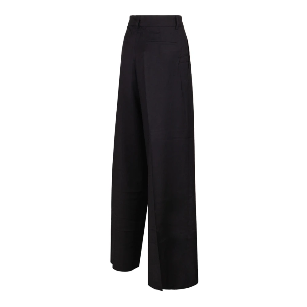 SPORTMAX Zwarte Wijde Pijp Wollen Broek Black Dames