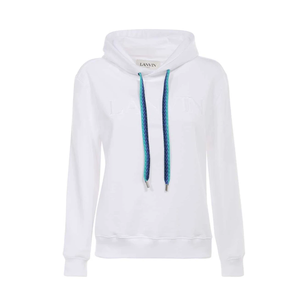 Lanvin Geborduurde katoenen hoodie White Dames