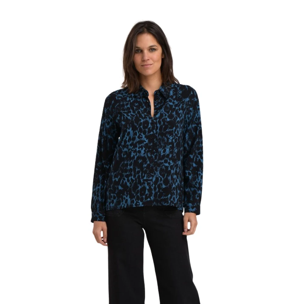 La Fée Maraboutée Gedrukte Viscose Blouse Blue Dames