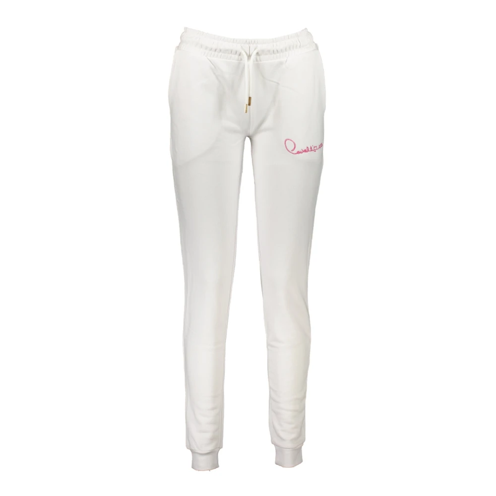 Cavalli Class Women's White Sporty Trousers With Embroidery - Sweatpants - 2XL - Trousers