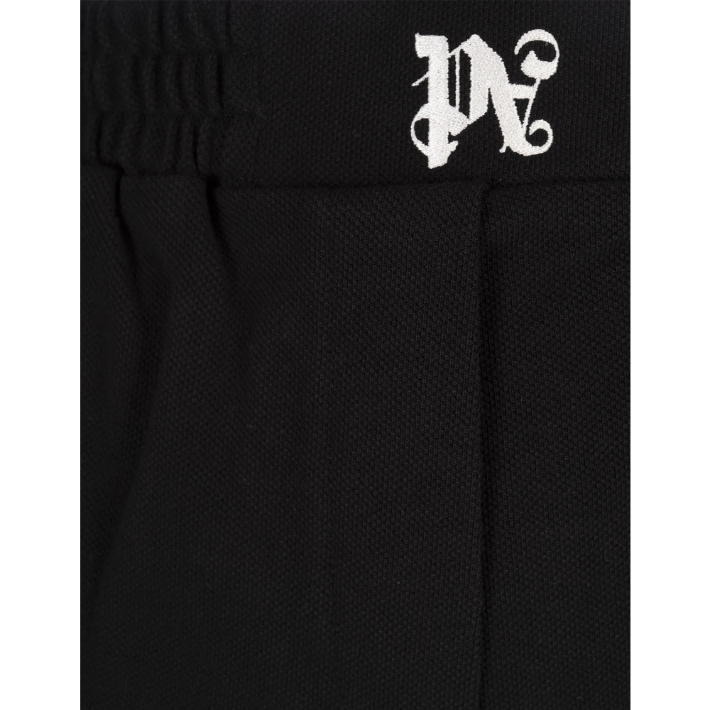 Palm Angels Zwarte Katoenen Shorts met Monogram Black Dames