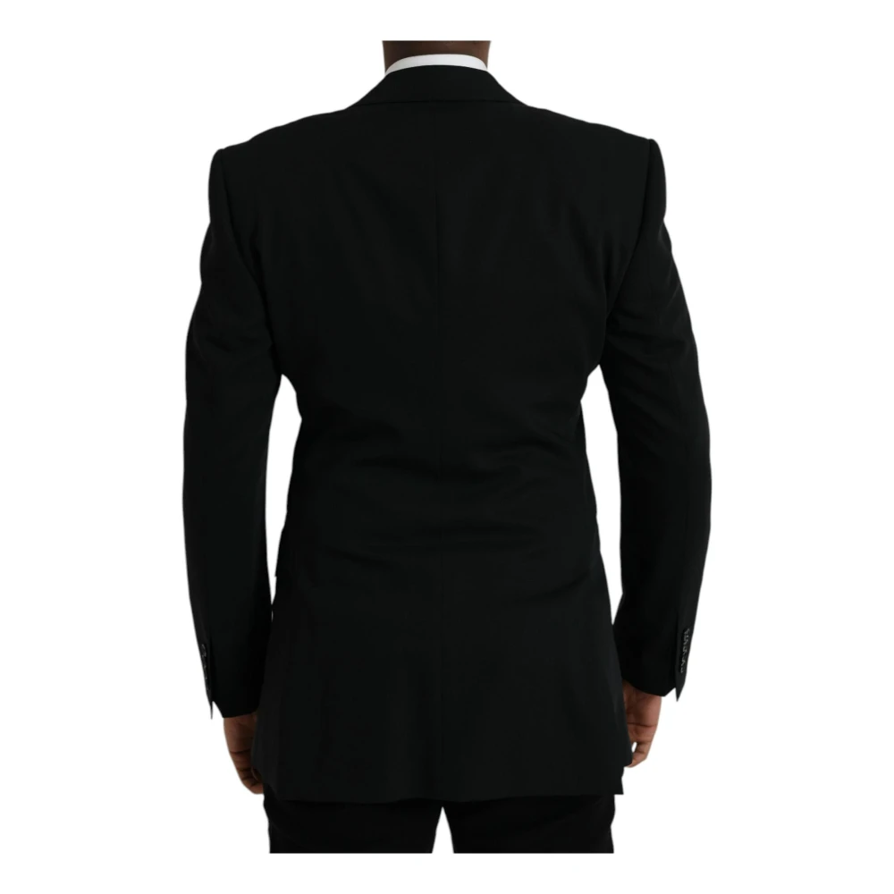 Dolce & Gabbana Zwarte Wol Peak Coat Blazer Black Heren