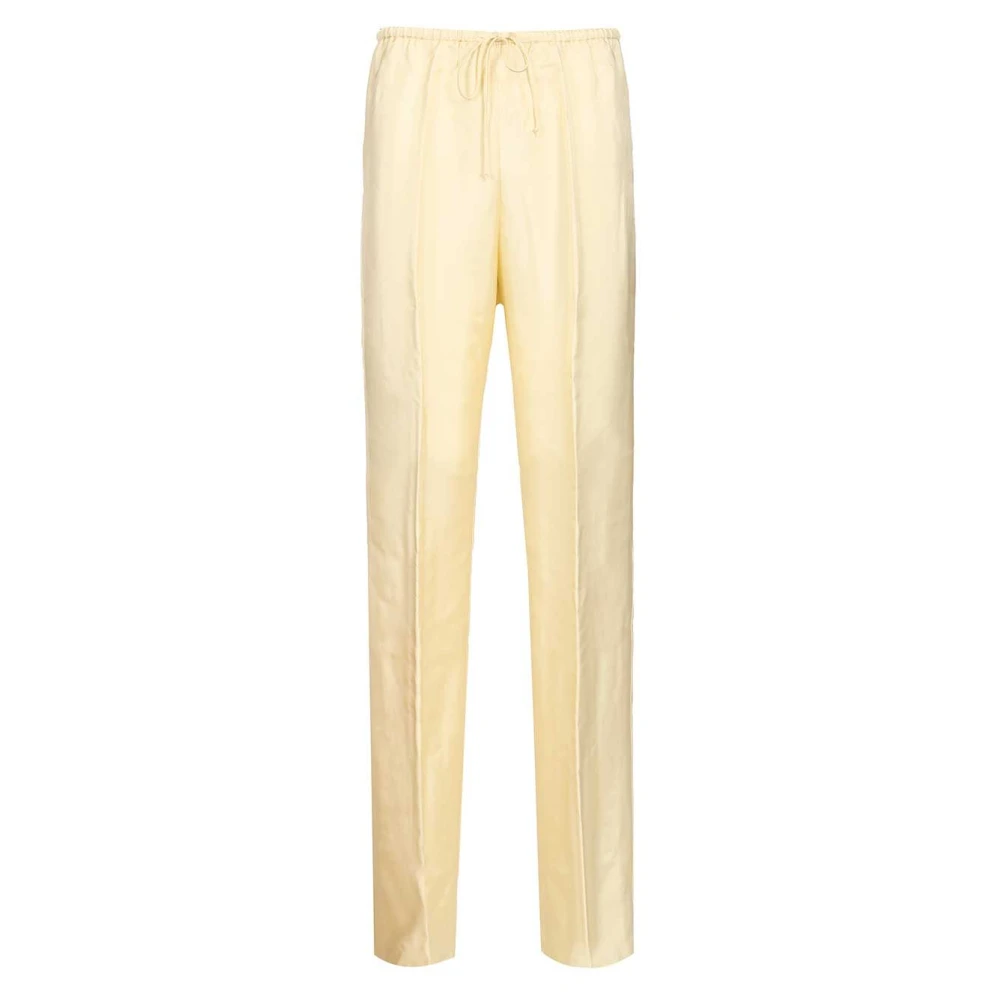 Forte Forte Women's White Straight Trousers, Xs, Viscose Twill Drawstring Trousers