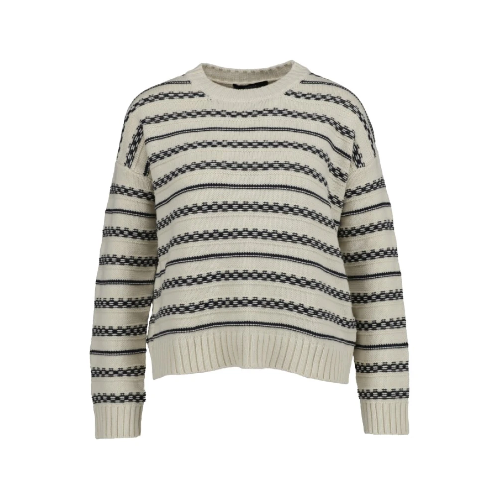 Weekend Max Mara Kvinno Beige Stickade Tröjor Dam, L, Rundhalsad Tröja