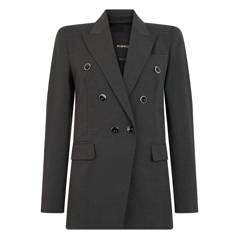 Pinko Vrouw Grijs Jassen Dames, Xs, Leer, Dubbelrijige Jas