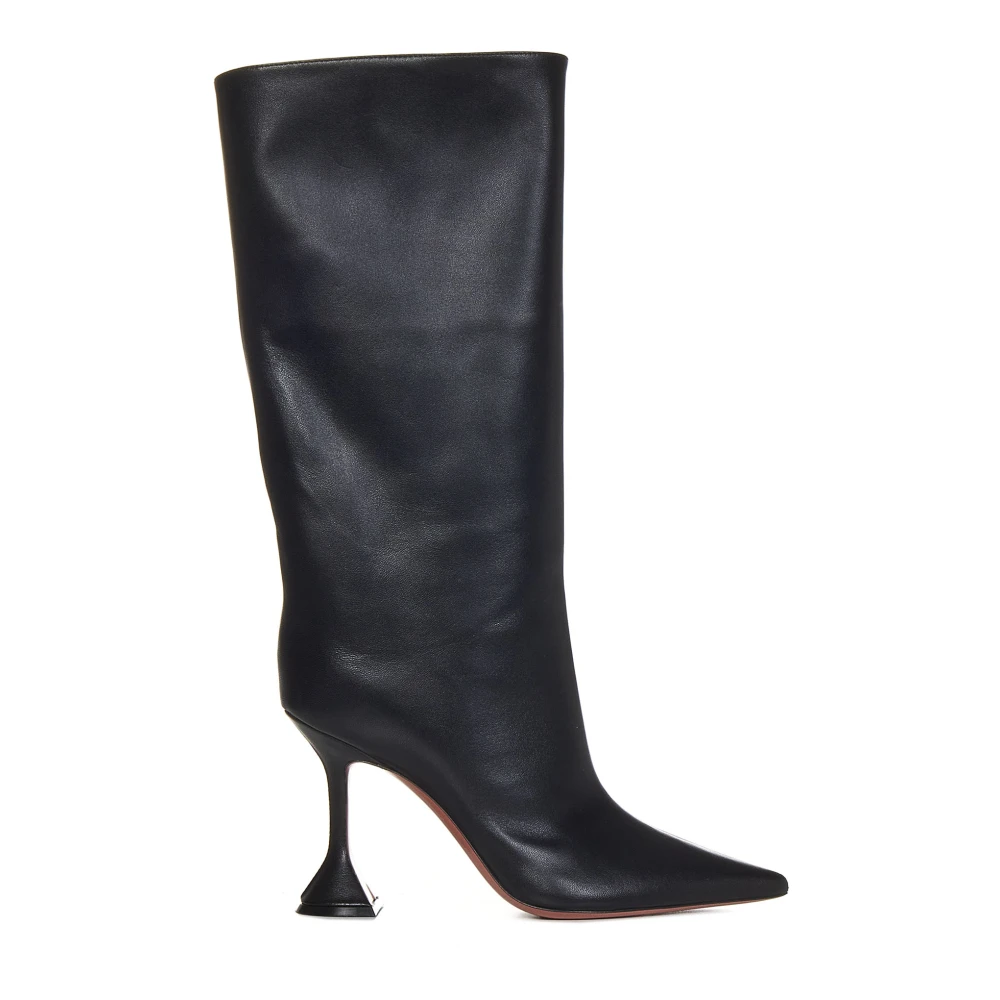 Amina Muaddi, Heeled Boots, female, Black, 4 UK, Black Ankle Boots with Hourglass Heel