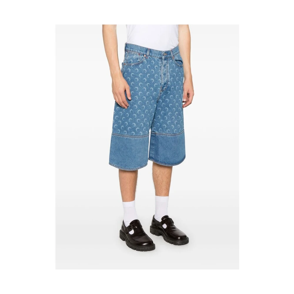 Marine Serre Indigo Blauwe Klassieke Vijf Zakken Jeans Blue Heren