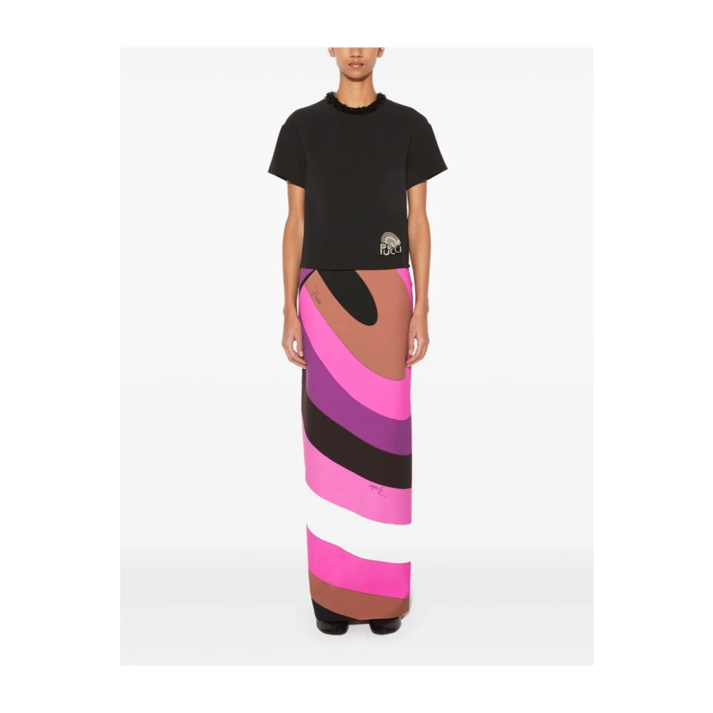 EMILIO PUCCI Zwarte T-shirt voor vrouwen Black Dames