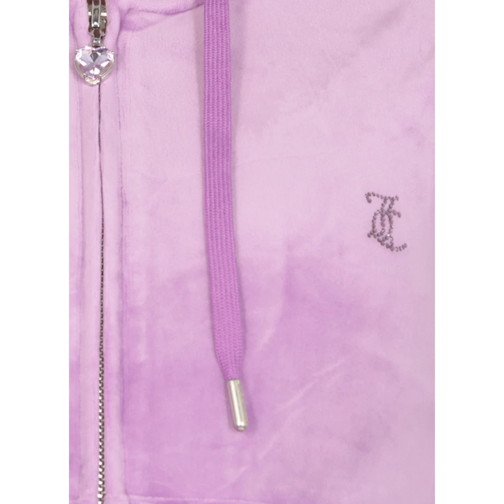 Juicy Couture Paarse hoodie met trekkoorden en strass Purple Dames