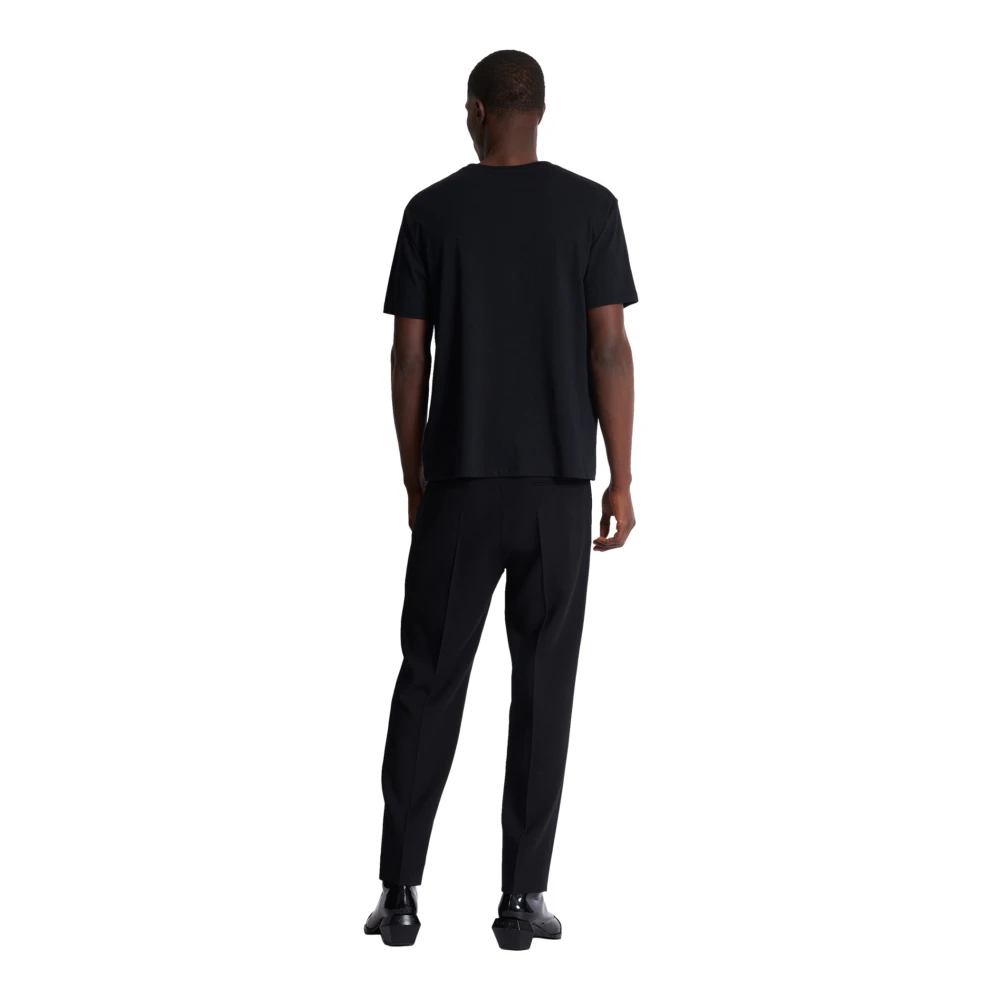 Balmain T-shirt met borduursel op de halslijn Black Heren