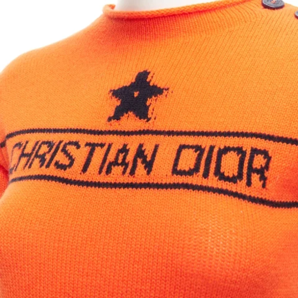 Dior Vintage Pre-owned Cashmere tops Orange Dames