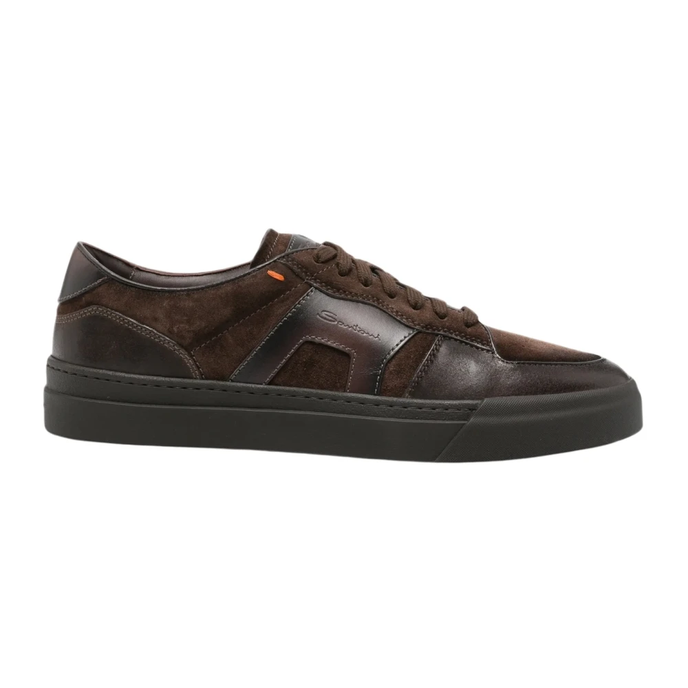 Santoni , Sneakers, Male, Brown, 7 Uk, Suede Panelled Trainers