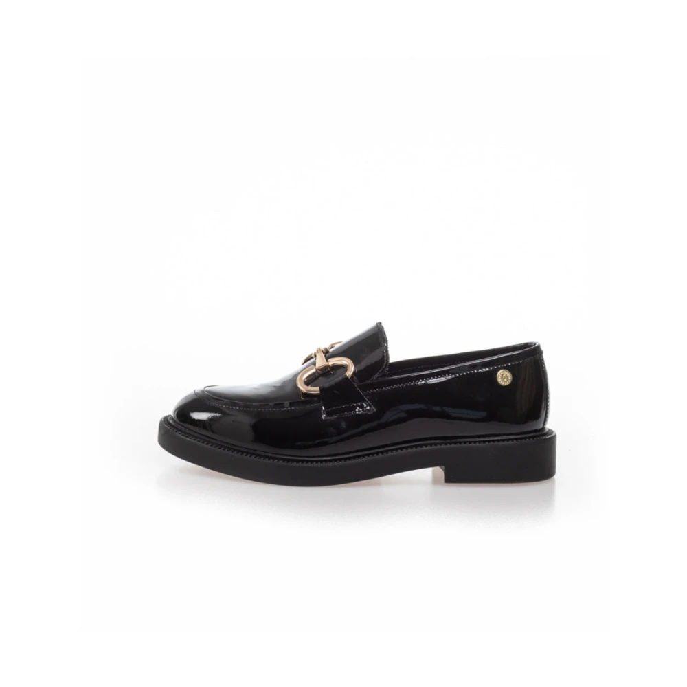 Copenhagen Shoes Läderloafers med Guldspänne Black, Dam