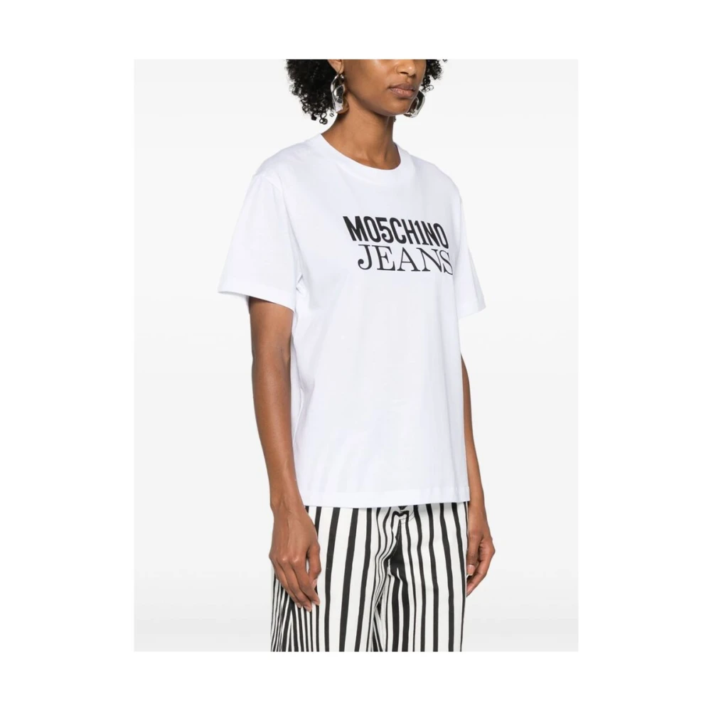 Moschino Wit Katoenen Logo Print T-shirt White Dames