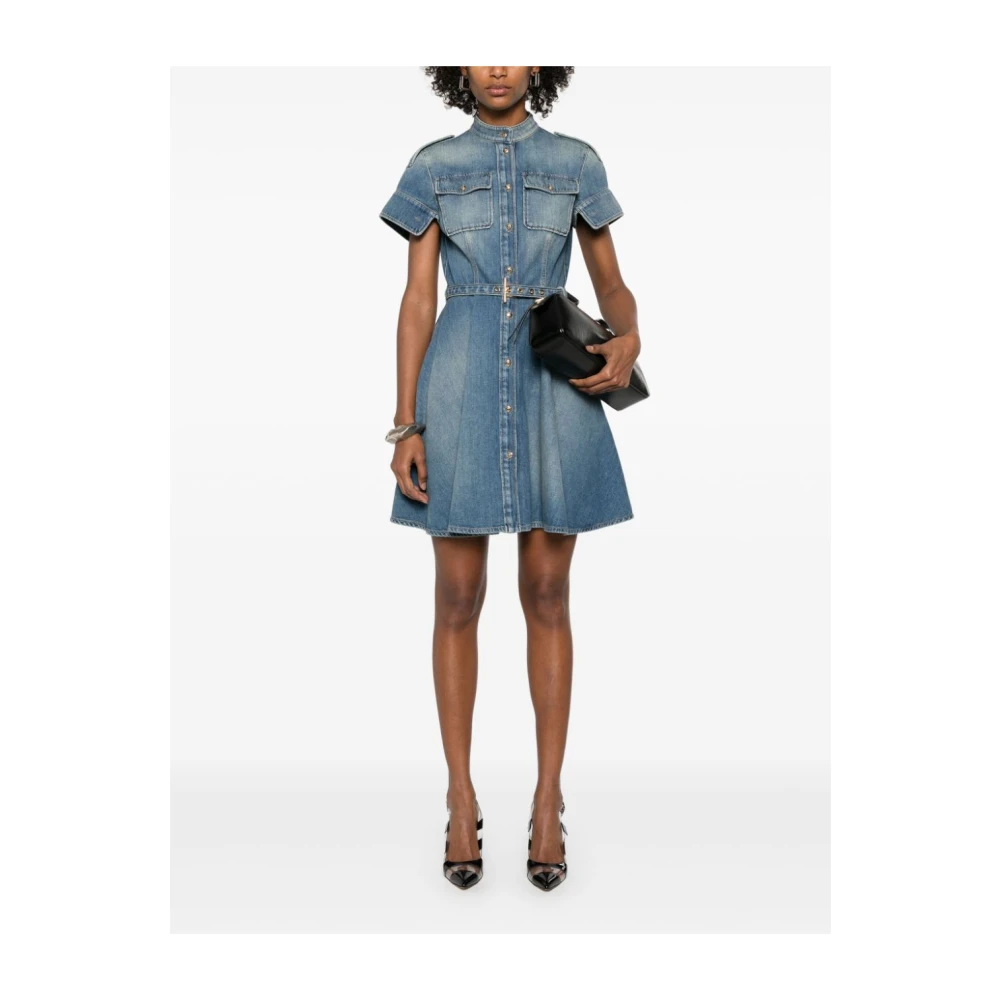 alexander mcqueen Blauwe Denim Overhemdjurk Uitlopend Blue Dames