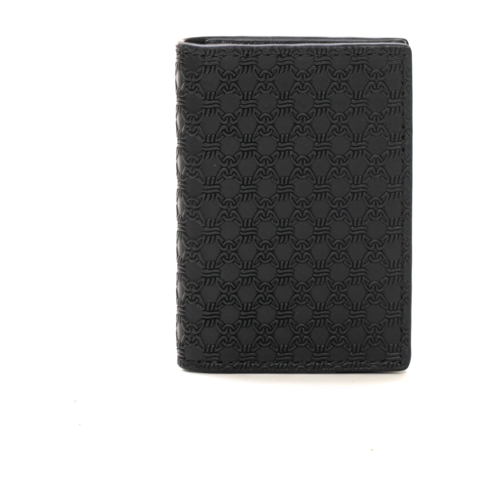 Emporio Armani Leren kaarthouder met clip Black Heren