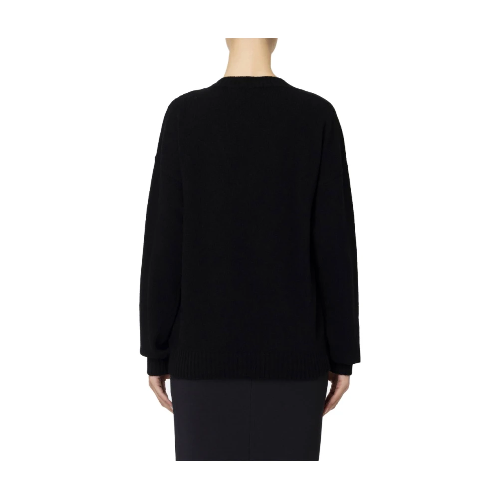 Elisabetta Franchi Logo Wollen Blend Kruis Sweater Black Dames