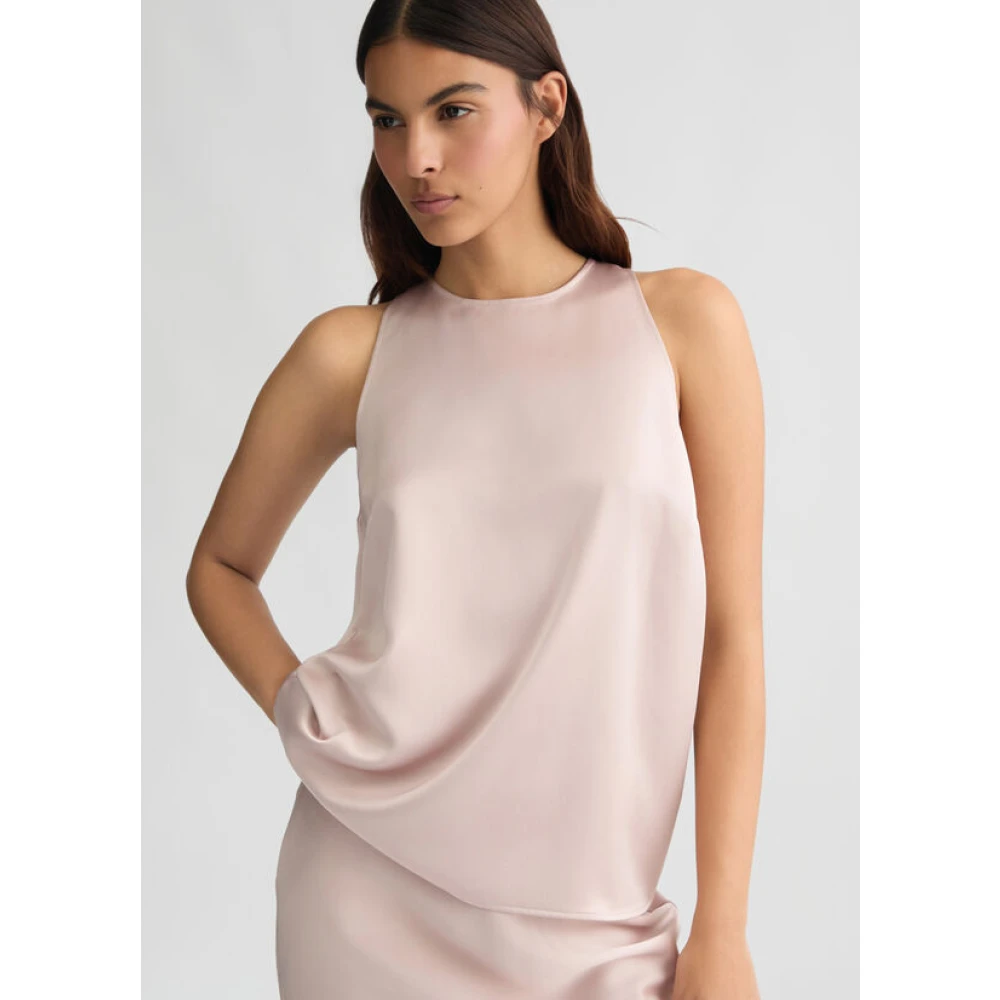 Liu Jo Elegante Roze Satijnen Top met Strik Pink Dames