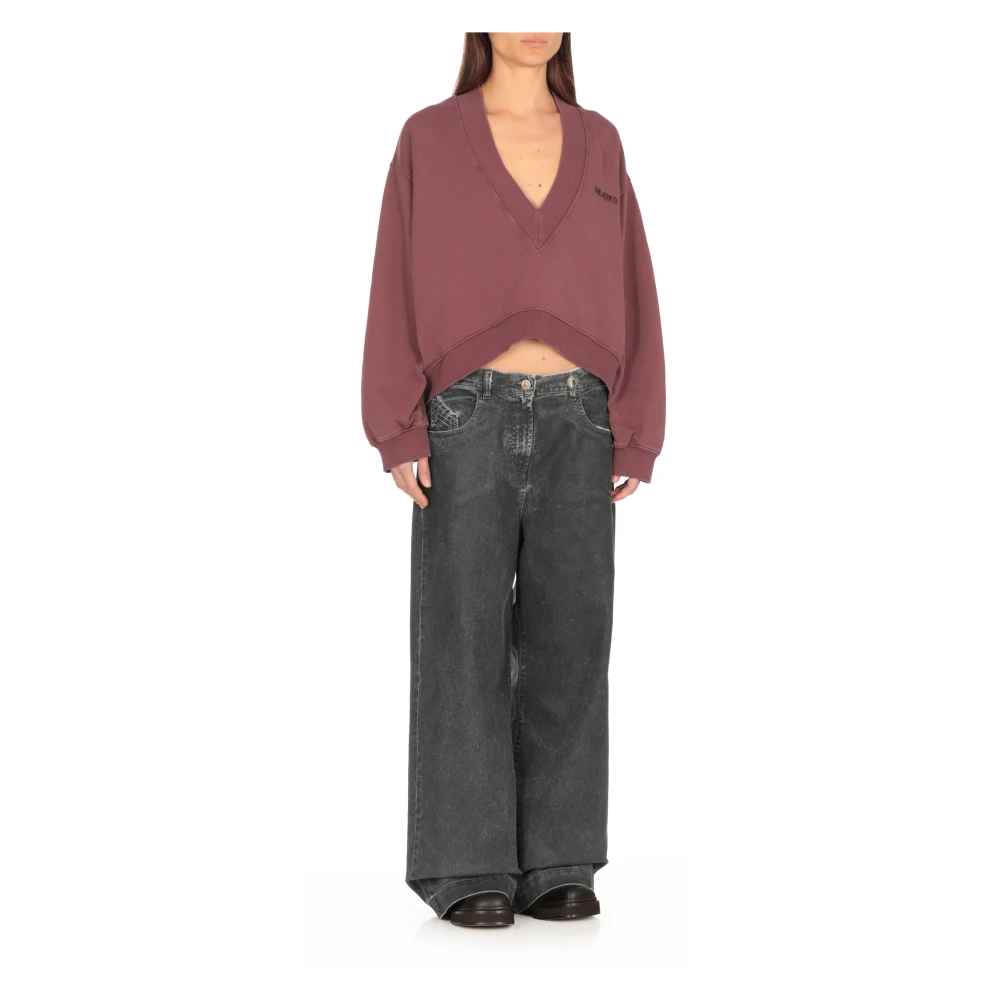 The Attico Bordeaux Katoen V-Hals Sweatshirt Red Dames