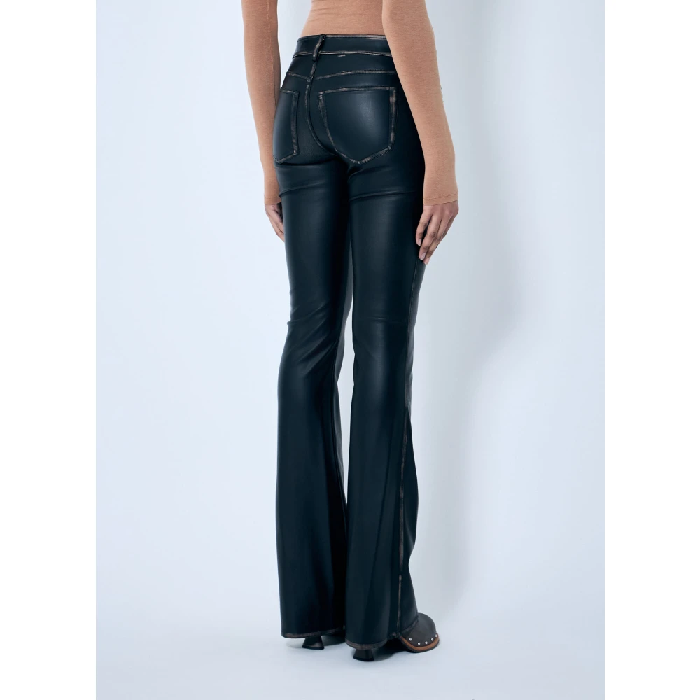 Diesel Flared Broek van Kunstleer Black Dames