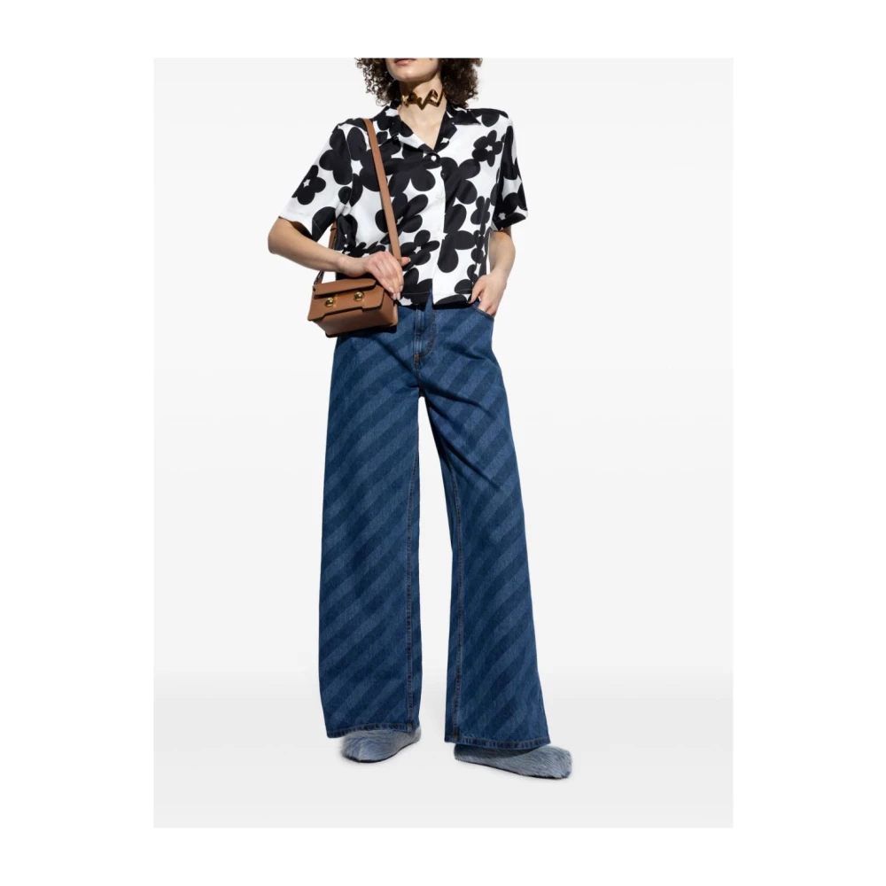 Marni Zwarte Button-Up Shirt met Camp Kraag Black Dames