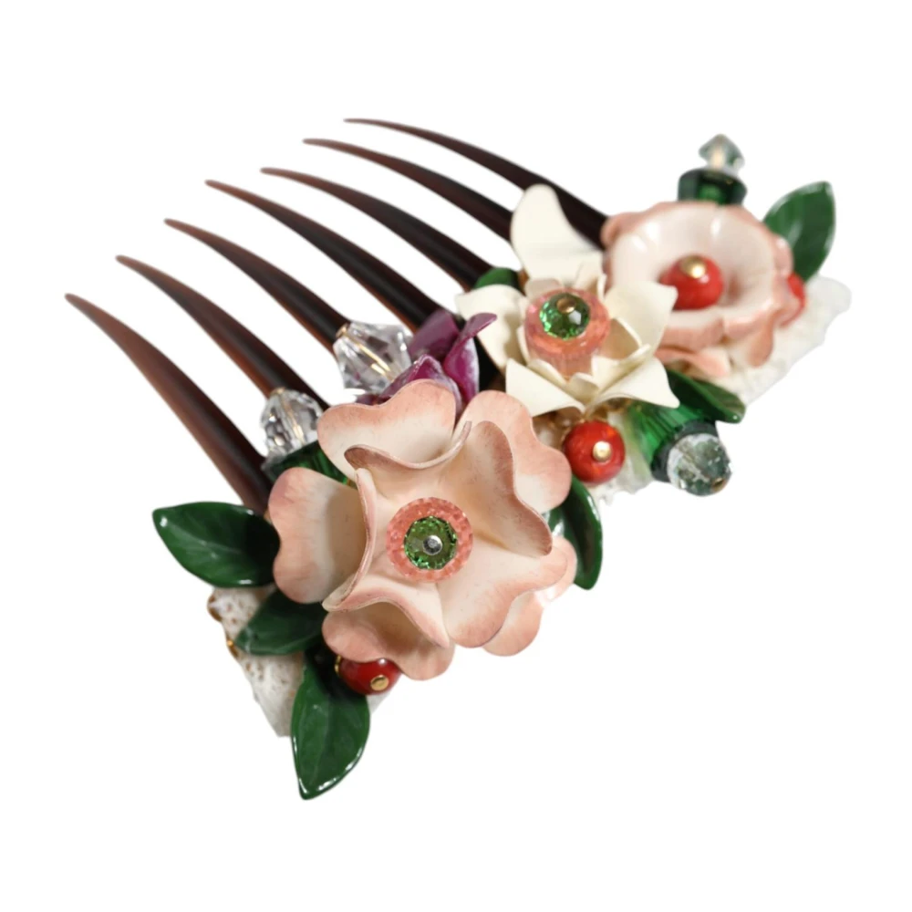 Dolce & Gabbana Kristallen Bloemen Haarkam Multicolor Brown Dames