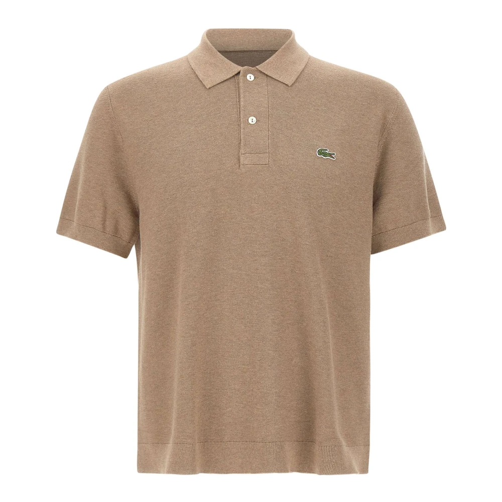 Lacoste Men's Beige Polo Shirts, L, Classic Fit Knitted Polo