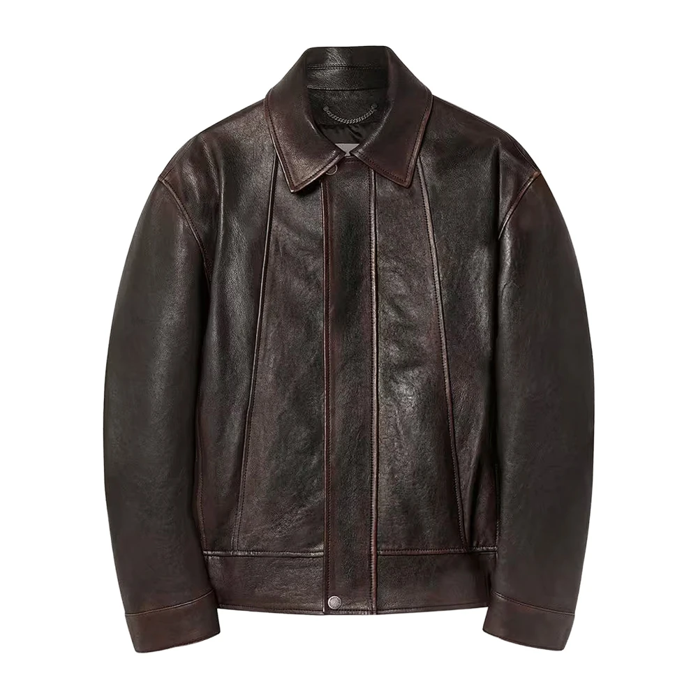 Golden Goose Men's Brown Leather Jackets, S, Bomber Jacket