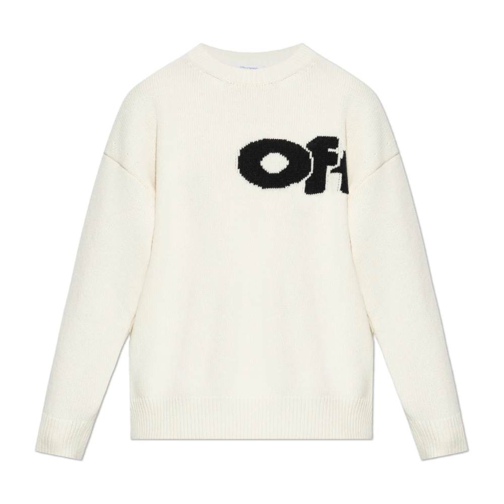 Off White Trui met geborduurd logo Beige Dames