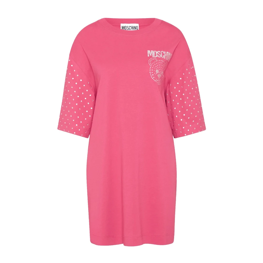 Moschino Roze Katoenen Kristal Teddy Jurk Pink Dames