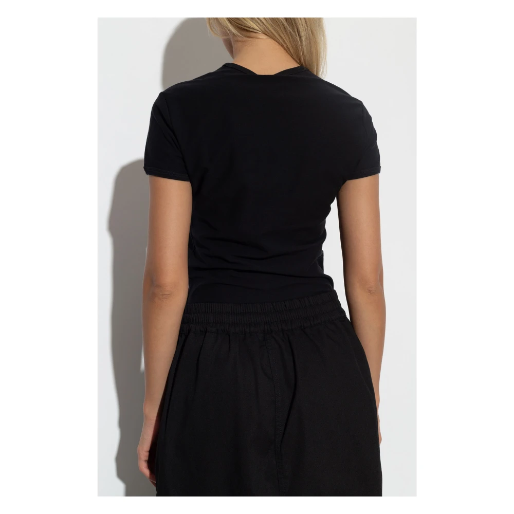 Diesel Zwart T-shirt met Semi-transparante Print Black Dames
