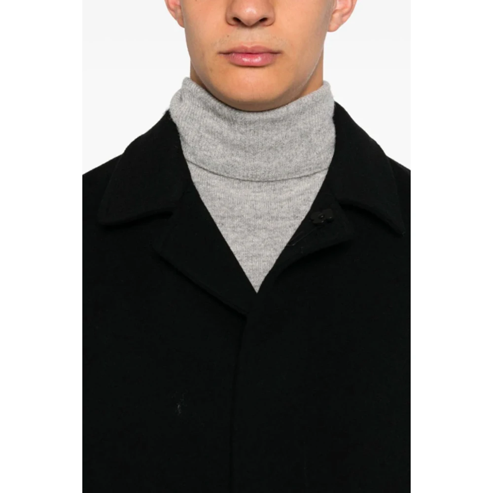 Lardini Zwarte wollen Cubaanse kraagjas Black Heren