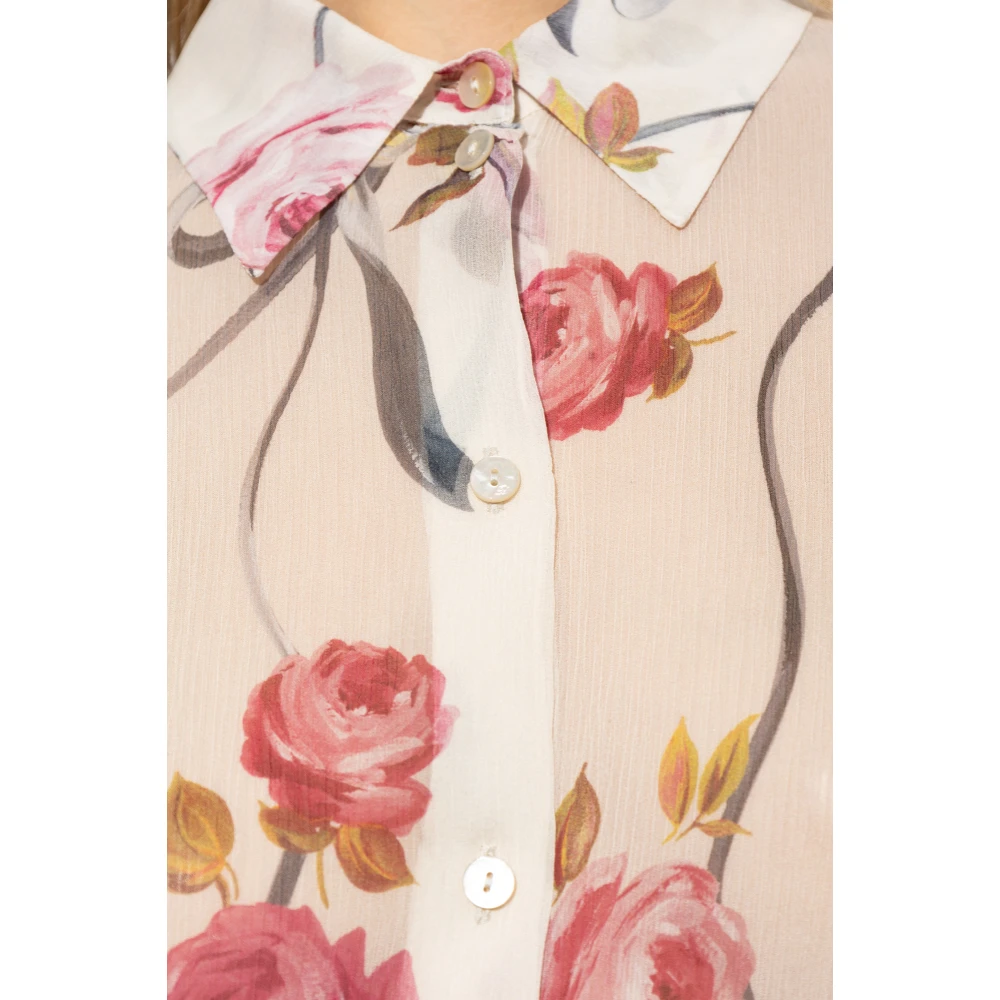 Blumarine Overhemd met bloemenpatroon Beige Dames