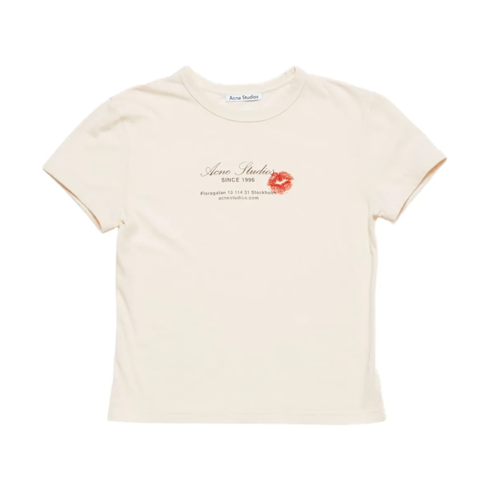 Acne Studios Casual Katoenen T-shirt in Verschillende Kleuren Beige Dames
