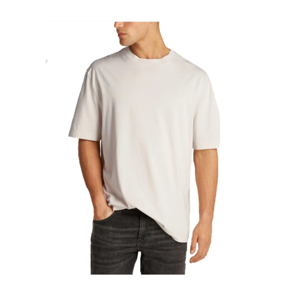 Calvin Klein Minimalistische Puff Print T-shirt Beige Heren