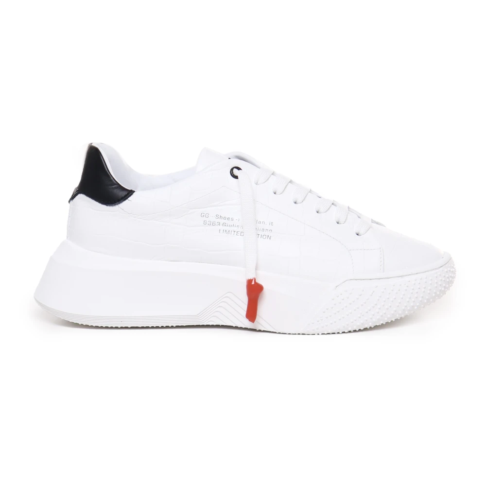 Giuliano Galiano Witte Krokodillenprint Leren Sneakers Heren Schoenen